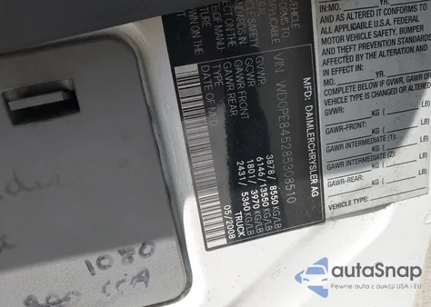 2008 Dodge Sprinter 2500 from USA, damaged, VIN WD0PE845285308510